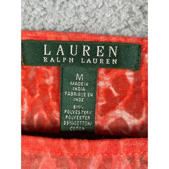 Lauren Ralph Lauren Womens Pink & Orange Top With Tie At Bottom Size M - Picture 3 of 8